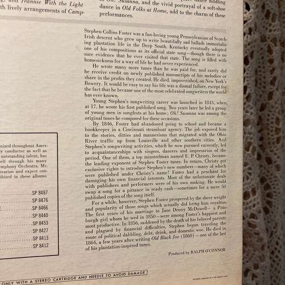 Stephen Foster Melodies - Carmen Dragon Orchestra Classical Vintage Music - Picture 7 of 15